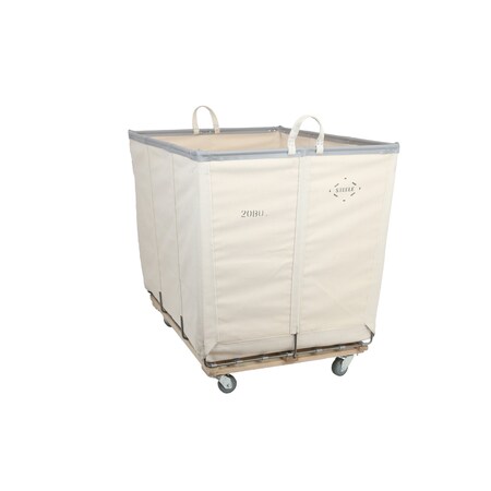 Steele Canvas Basket 20 BU Permanent Truck Natural Canvas w/Grey Vinyl - 5in Casters 9220CNATVGRYW5